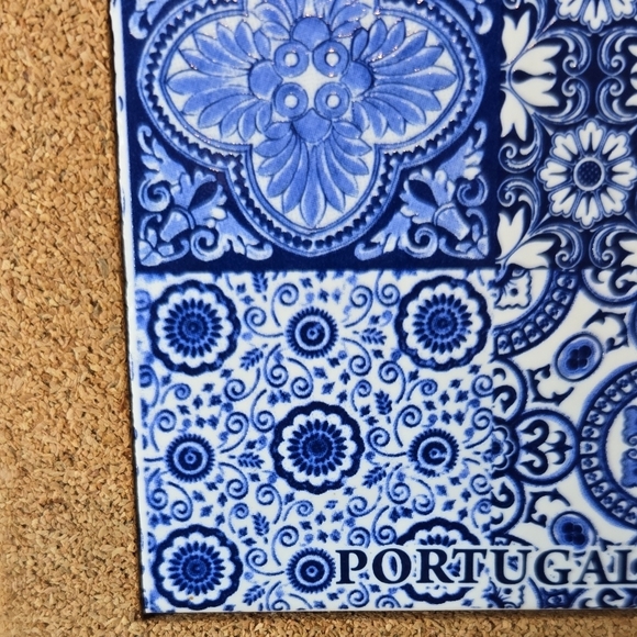 Blue and White Portugal Tile Cork Coaster - Picture 11 of 14